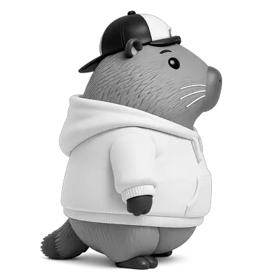 Capybara character shown from its left side