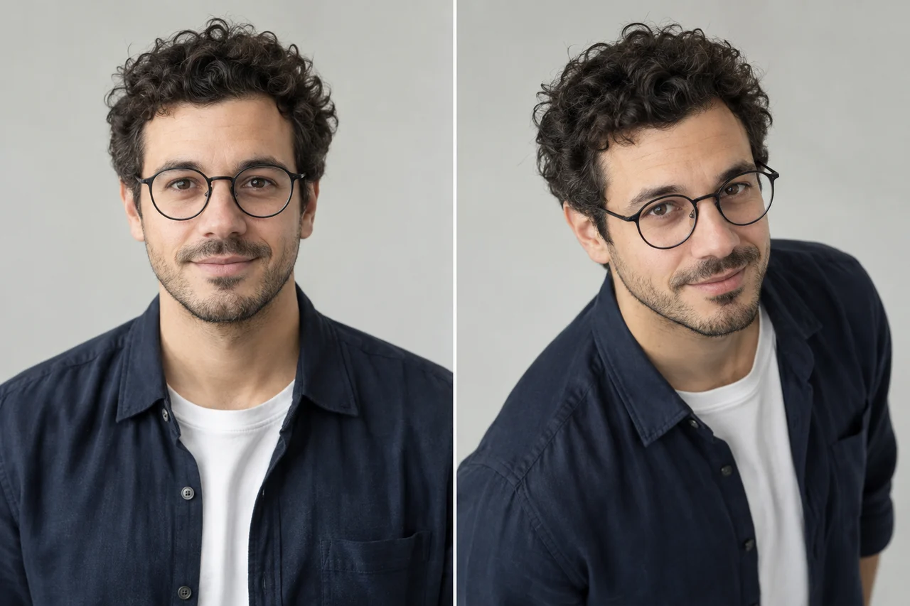 AI-generated camera angle study showing a male photographer from different viewpoints